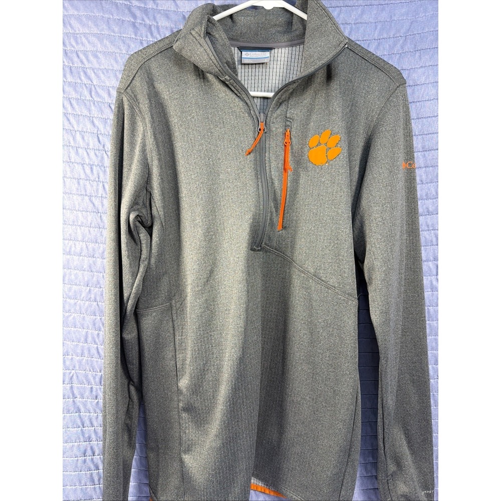 Columbia Clemson Tigers Quarter Zip Jacket Gray Orange NCAA Men's S